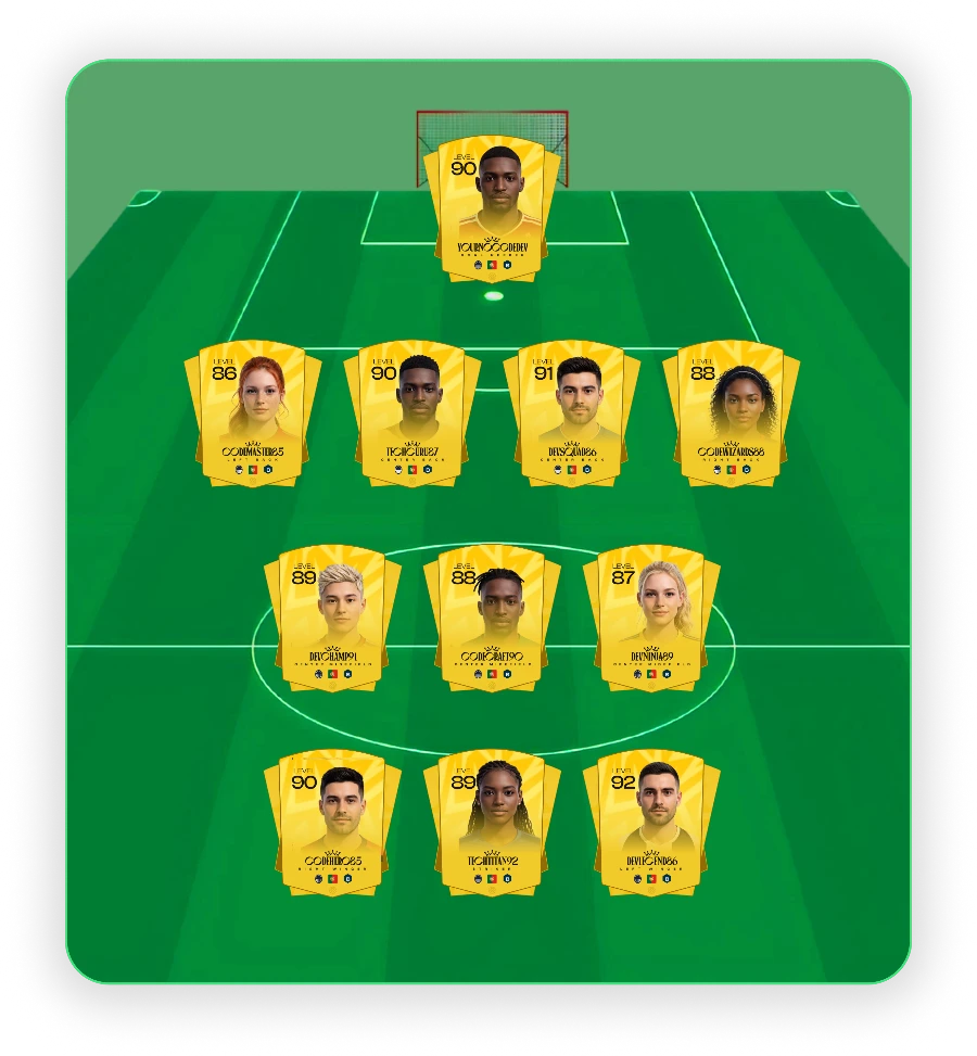 Squad lineup on the pitch